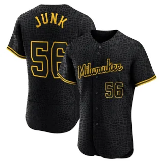 Men's Authentic Black Janson Junk Milwaukee Brewers Snake Skin City Jersey