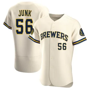 Men's Authentic Cream Janson Junk Milwaukee Brewers Home Jersey