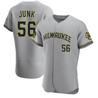 Men's Authentic Gray Janson Junk Milwaukee Brewers Road Jersey
