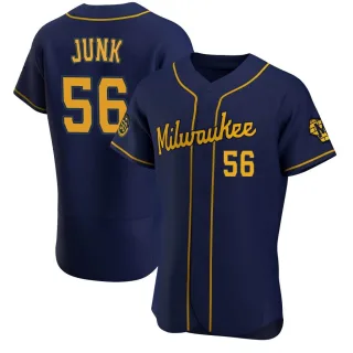Men's Authentic Navy Janson Junk Milwaukee Brewers Alternate Jersey