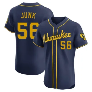 Men's Elite Navy Janson Junk Milwaukee Brewers Alternate Jersey