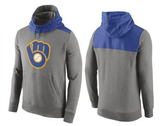 Men's Gray Milwaukee Brewers Cooperstown Collection Hybrid Pullover Hoodie