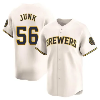 Men's Limited Cream Janson Junk Milwaukee Brewers Home Jersey