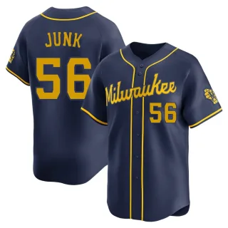Men's Limited Navy Janson Junk Milwaukee Brewers Alternate Jersey