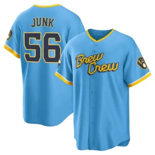 Men's Replica Blue Janson Junk Milwaukee Brewers Powder 2022 City Connect Jersey