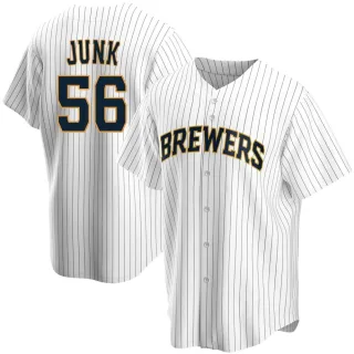 Men's Replica White Janson Junk Milwaukee Brewers Home Jersey