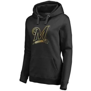 Women's Gold Milwaukee Brewers Collection Pullover Hoodie - Black