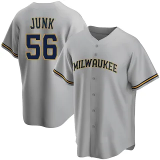 Youth Replica Gray Janson Junk Milwaukee Brewers Road Jersey