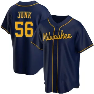 Youth Replica Navy Janson Junk Milwaukee Brewers Alternate Jersey